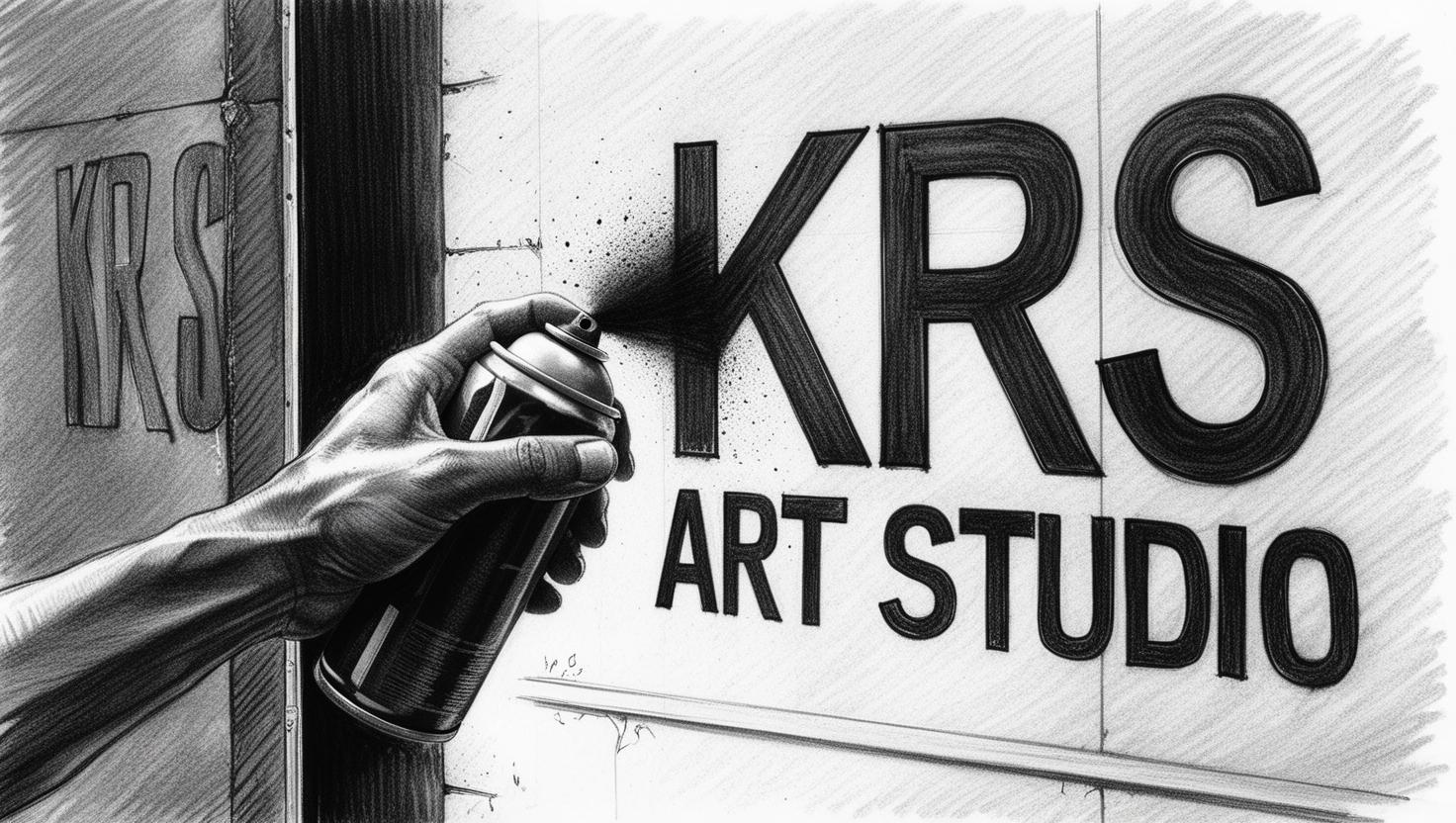 Hand spraying the KRS Art wordmark with a spray can