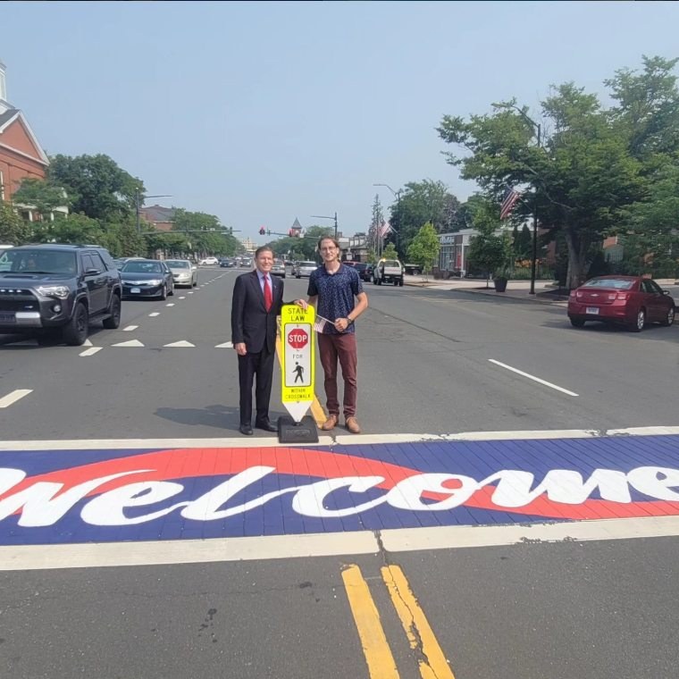 Veterans pride crosswalk with Blumenthal